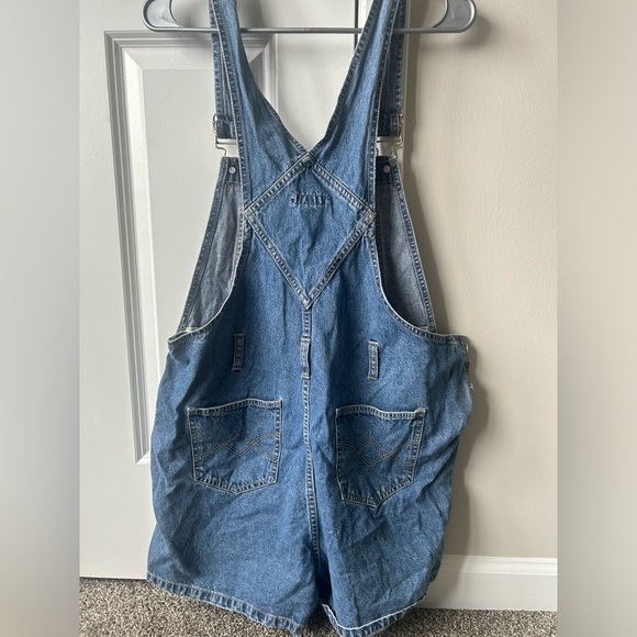 Vintage Y2K 90s Floral Embroidered Overall Shorts - Picture 2 of 5